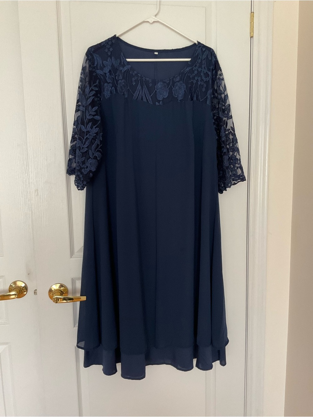 Elegant Navy Blue Lace Dress - 2XL - NWOT